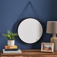 Round Hanging Chain Wall Mirror, Black 45cm Black