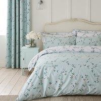 Edith Duck Egg Floral Reversible Duvet Cover and Pillowcase Set Duck Egg