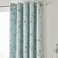 Edith Duck Egg Floral Blackout Eyelet Curtains Green, Yellow and White