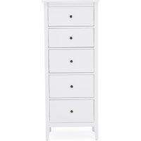 Lynton Tall Small 5 Drawer Chest, White