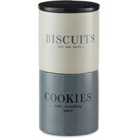 Set of 2 Monochrome Cookie and Biscuit Stacking Canisters Cream
