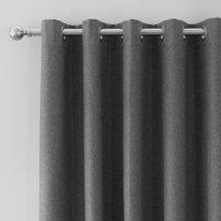 Luna Brushed Charcoal Blackout Eyelet Door Curtain Charcoal