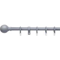 Ashton Extendable Metal Curtain Pole with Rings Grey