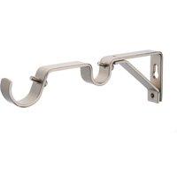 Pack of 3 Double Pole Brackets Satin Steel (Silver)