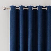 Luna Brushed Navy Blackout Eyelet Door Curtain Navy Blue