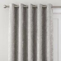 Chenille Silver Thermal Eyelet Door Curtain Silver