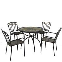 Memphis 91cm Patio Table Set with 4 Mayfield Chairs