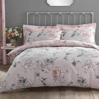 Heavenly Hummingbird Grey & Blush Duvet Cover and Pillowcase Set Pink