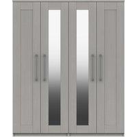 Ethan 4 Door Wardrobe, Mirrored Grey