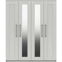 Ethan 4 Door Wardrobe, Mirrored White