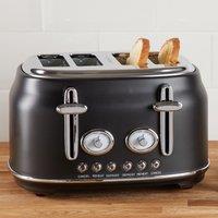 Retro 4 Slice Matt Black Toaster