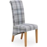 Chester Set of 2 Dining Chairs, Woven Check Fabric Grey and White