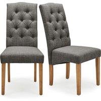 Darcy Set of 2 Dining Chairs, Linen Charcoal