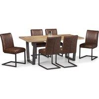 Brooklyn Rectangular Dining Table with 6 Chairs, Solid Oak