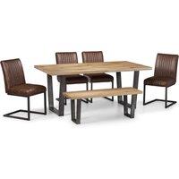 Brooklyn Rectangular Dining Table with 4 Chairs and Bench, Solid Oak