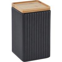 Matt Black Ceramic Medium Square Kitchen Canister Black and Brown