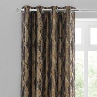 Luxor Metallic Blue Eyelet Curtains Gold and Blue