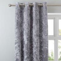 Crushed Velour Silver Eyelet Curtains