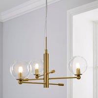 Nour 3 Light Antique Brass Semi Flush Ceiling Light