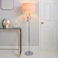 Halle French Velvet Jewel Blush Pink Floor Lamp Pink