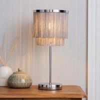 Jaz Fringe Grey Table Lamp Grey and Silver