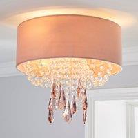 Halle 1 Light Blush Pink Shade Flush Ceiling Fitting pink