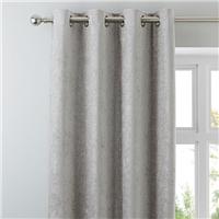 Chenille Silver Eyelet Curtains