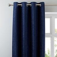 Chenille Navy Eyelet Curtains Navy Blue