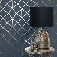 Platinum Geo Trellis Navy Vinyl Wallpaper Navy Blue