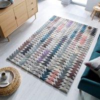 Archer Geometric Rug Beige, Red and Blue