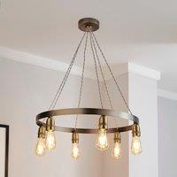 Marsden Industrial Hoop Antique Brass 6 Light Ceiling Light