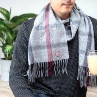 Monogrammed Men's Lambswool Grey Alphabet Scarf