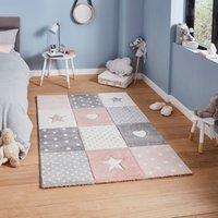 Pink Stars, Hearts and Polka Dot Rug