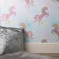 Coloroll Dancing Unicorn Pink Wallpaper