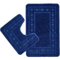 Catherine Lansfield Armoni Navy Bath Mat and Pedestal Mat Set Navy