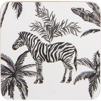 Set of 4 Madagascar Zebra Repeat Coasters Black, Grey and White