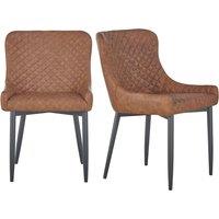 Montreal Set of 2 Dining Chairs, Faux Leather Brown