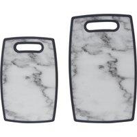 Set of 2 Marble Effect Chopping Boards Grey and White
