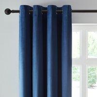 Reversible Navy and Butterscotch Velour Eyelet Curtains Navy