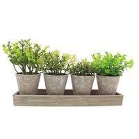 Artificial Herbs in Metal Tray