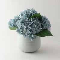 Artificial Teal Hydrangeas in Ceramic Plant Pot