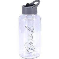 Drink 1L Water Bottle Clear and Grey