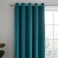 Ashford Teal Velour Eyelet Curtains
