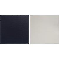 Set of 4 Dual Colour Faux Leather Placemats Navy and Cream