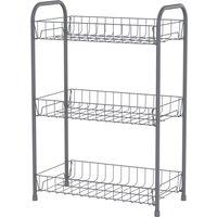 Grey 3 Tier Slimline Trolley Grey