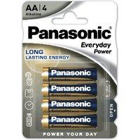 Pack of 4 Panasonic Everyday Power AA Batteries Black