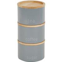 Set of 3 Grey Metal Stacking Canisters