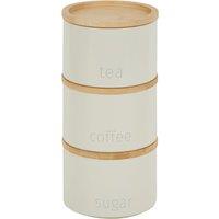 Set of 3 Cream Metal Stacking Canisters