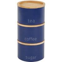 Set of 3 Navy Metal Stacking Canisters