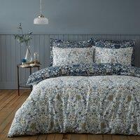Hardwick Blue Duvet Cover and Pillowcase Set Blue, Yellow and White